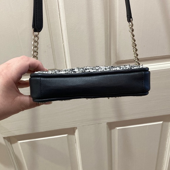 Kate Spade Black Natalia Double Zip Tweed Crossbody Purse Bag - Picture 12 of 16